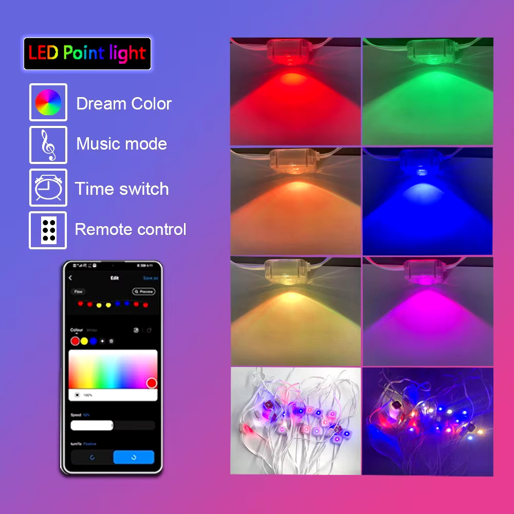 Vibrant 45M RGB Eaves LED String Lights - APP Controlled Bluetooth Outdoor Lighting for Parties & Weddings!